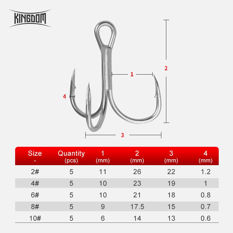 Kingdom 8841 Fishing Hooks 2# 4# 6# 8#10# Strong Power High Carbon Steel Treble Hooks Bait Carp Fishing Lure Tackles Accessories
