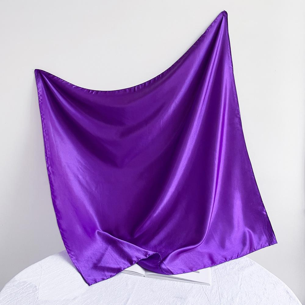 Fashionable New Versatile Headscarf Large Square Scarf Solid Color Scarf Women'S Simulated Silk Satin Scarf