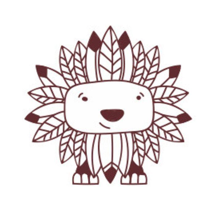 Tampon en bois Lion Feuilles