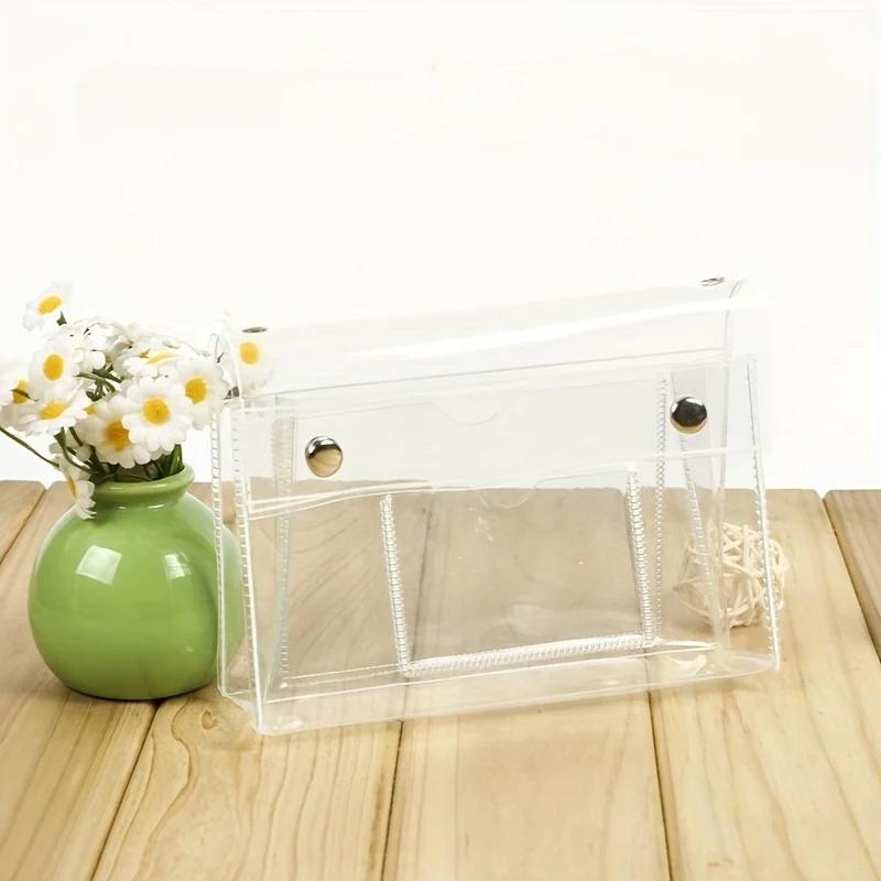 

1 шт. Прозрачная ПВХ косметичка 4-слойная, дорожный органайзер для туалетных принадлежностей, многоцелевая пенал для студентов прозрачный