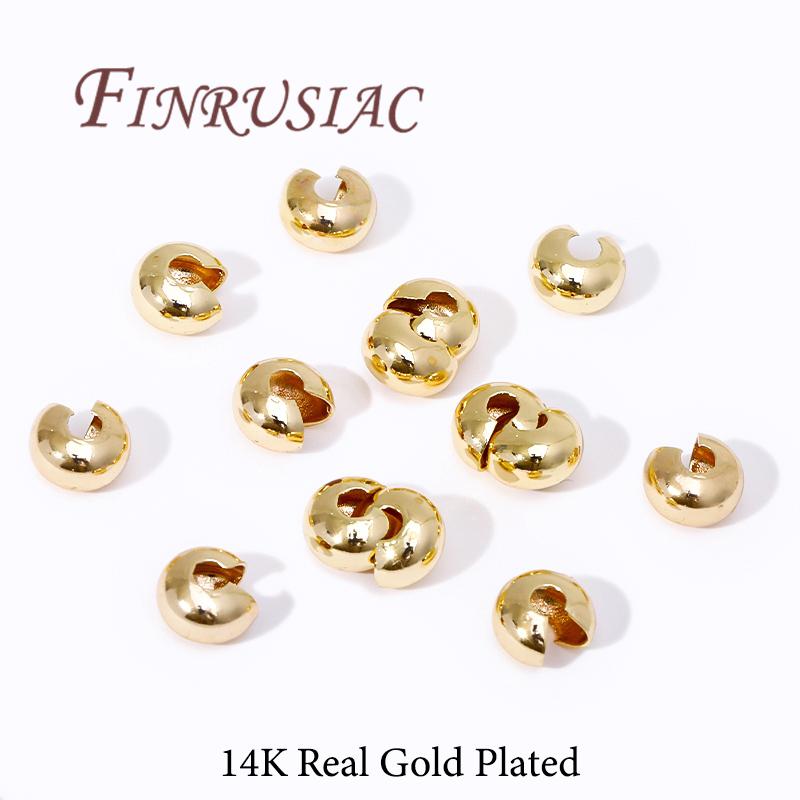 

14K Gold Plated Brass Round Covers Crimp End Beads,Stopper Spacer Beads For Bracelets Accessories,DIY Jewelry Making Supplies 3.2mm-30 pcs
