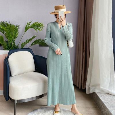 Pleated Korean Fashion Dress Women Spring Autumn Long Sleeve Casual Black Dress Elegant Aesthetic Clothes