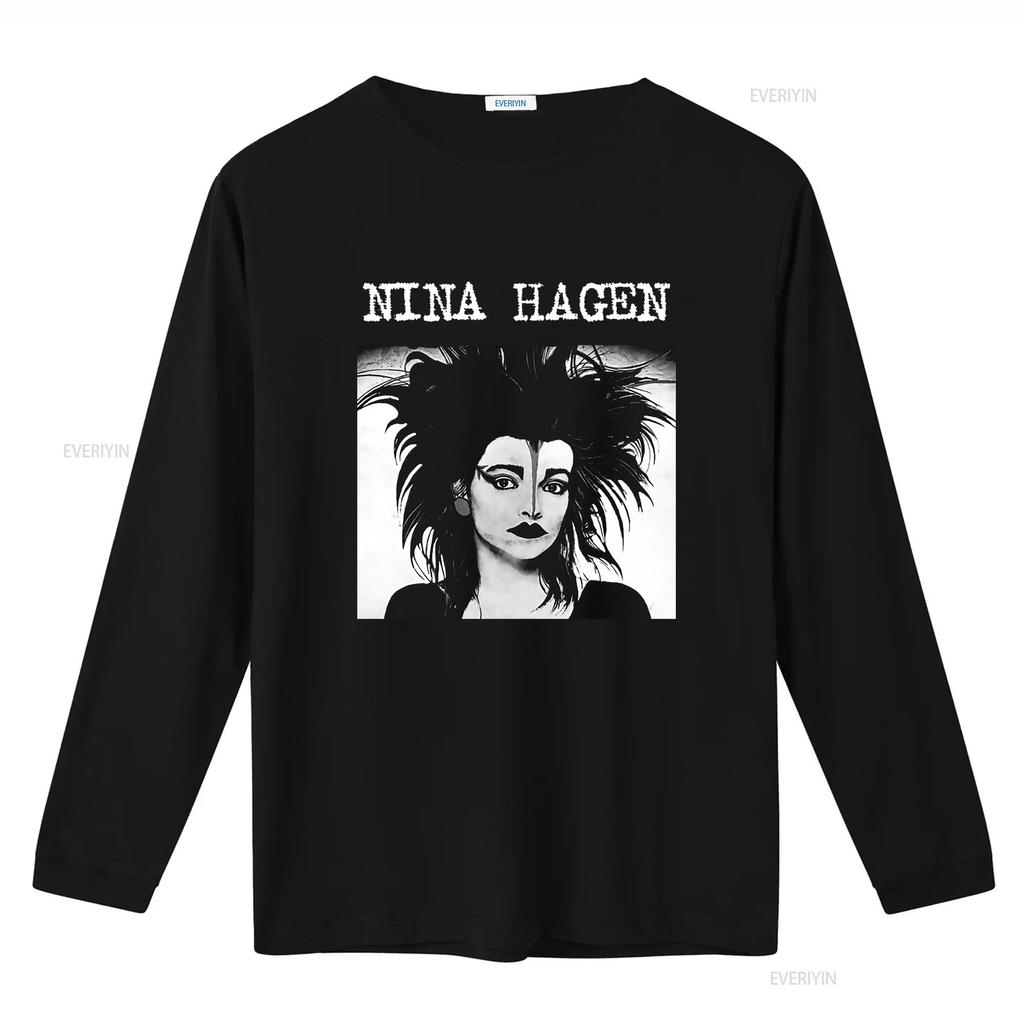 Nina Hagen Goth Music Punk Style T Shirt Short or Long Sleeve with Slits vintage Washed Slightly Soft Comfortable