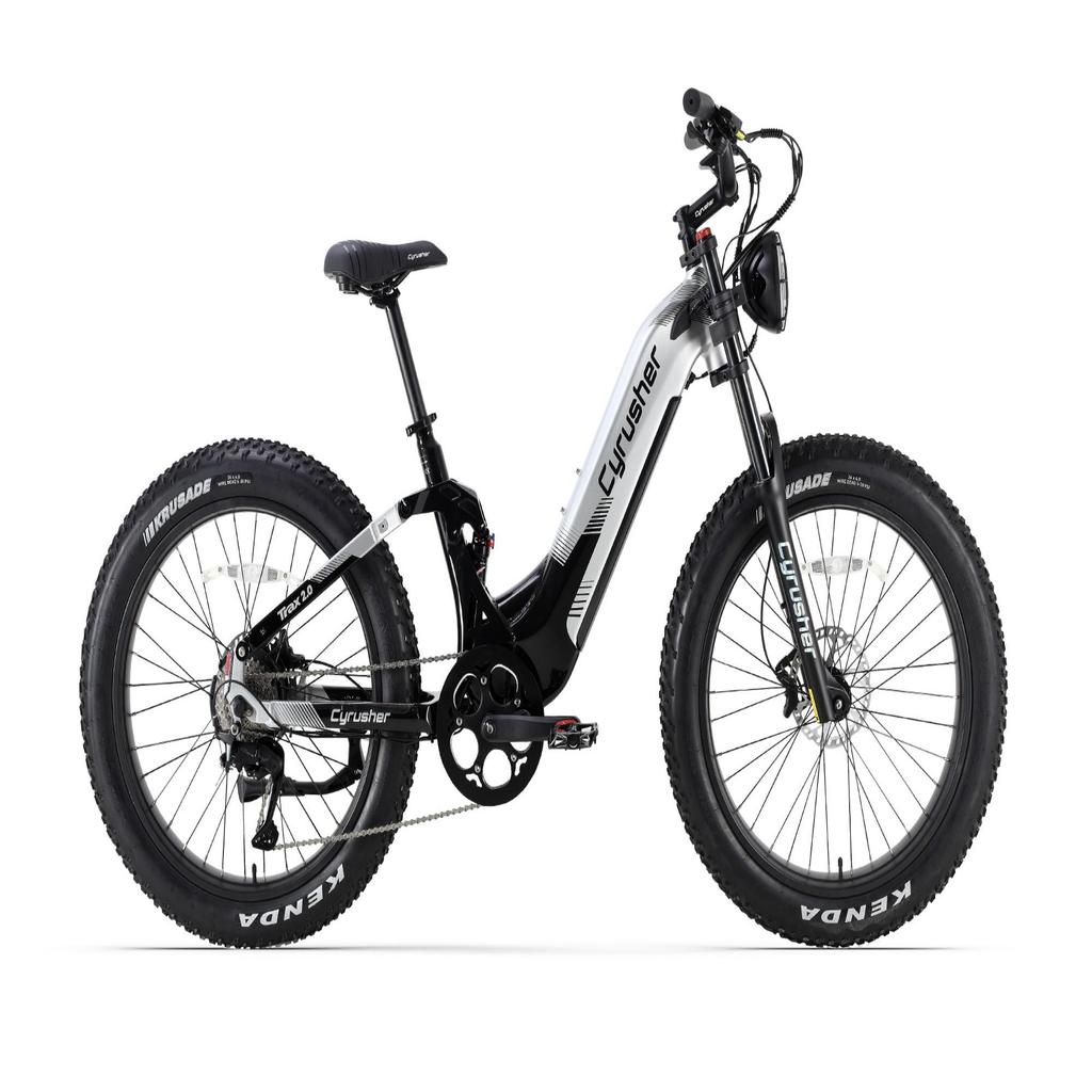 Bicicletă Electrică All-Terrain CYRUSHER Trax 2.0, Baterie 52V 20Ah, Suspensie Completă 4-Bar, Shimano cu 9 Viteze