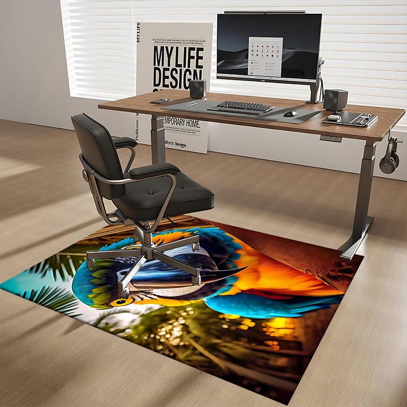 1pc Blue and Yellow Macaw Chair Mat: Anime Cartoon Design Office Rug for Non-Slip Carpet, Suitable for Home Decor, Living Room, Bedroom, Game Room, an