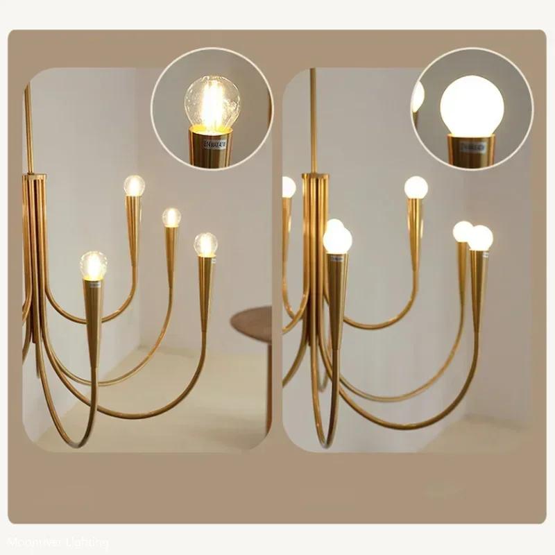 Nordic Luxury Living Room Candle Pendant Light American Iron LED Pendant Light Bedroom Lighting Dining Room Home Decoration