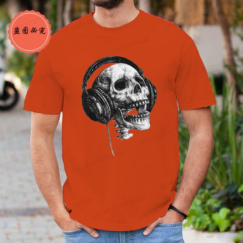 

Музыка Навсегда Череп с Наушниками Графическая Рок Песня Футболка Одежда Мужская Женская Уличная Оверсайз Футболки Хип-Хоп Уличная Одежда 4XL