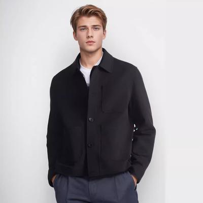 New Men's Casual Fashion Lapel Work Style Jacket Solid Color Shirt Jacket