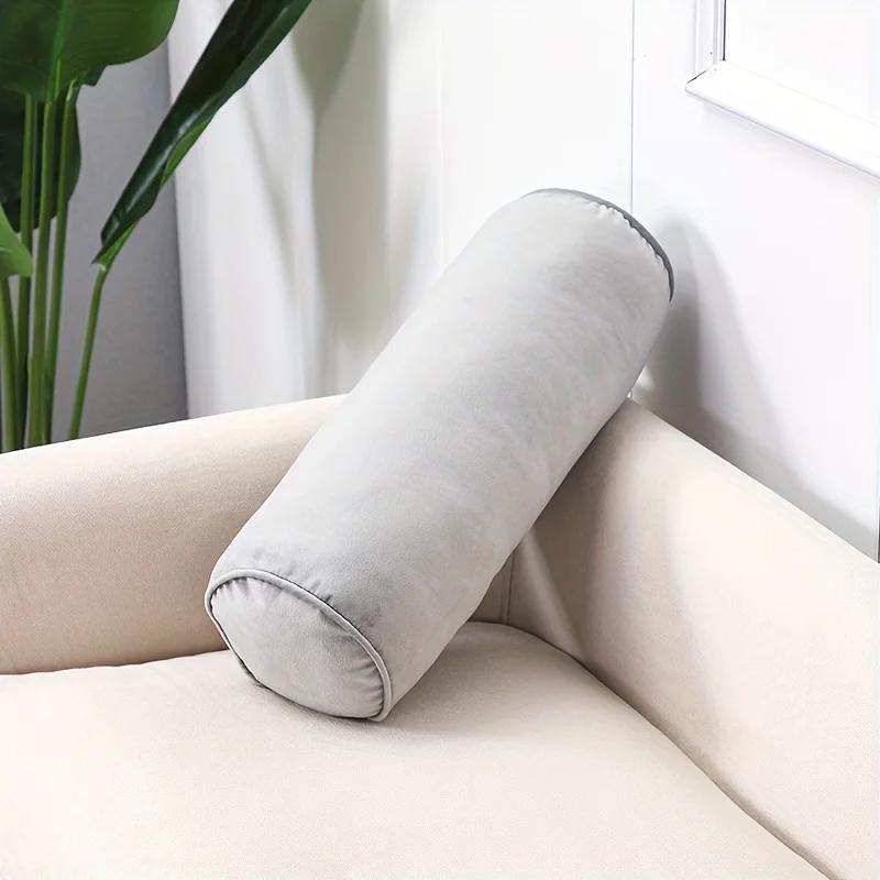 Multipurpose Velvet Cylindrical Pillow Classic Soft High Elastic Core Knit Fabric Solid Color Hand Wash Home Sofa Bedroom Decor