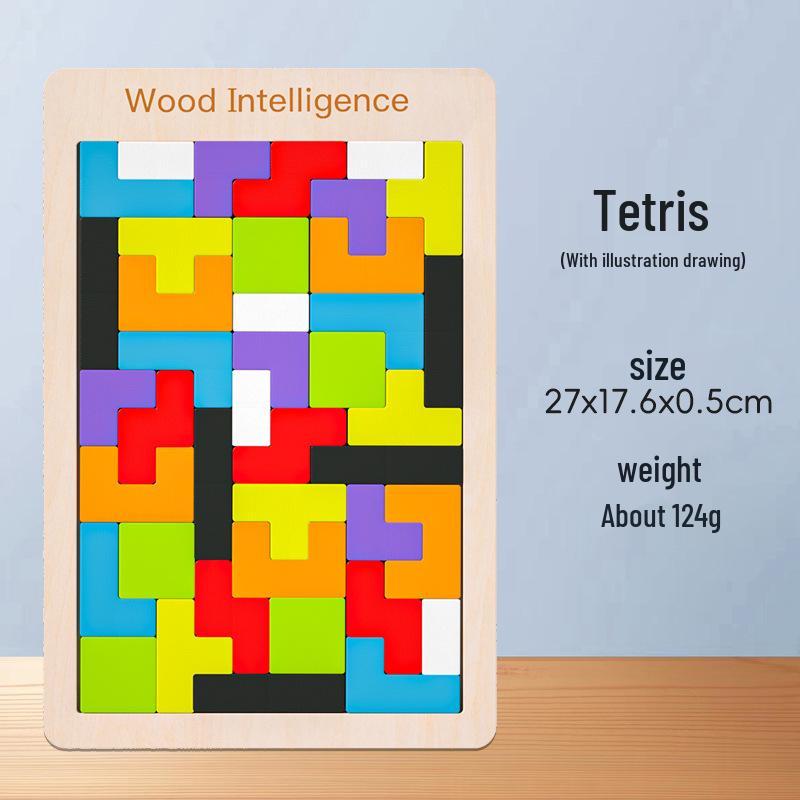 Tetris Wooden Building Blocks Educational Puzzle for Toddlers - Intellectual Development Toy for Boys & Girls