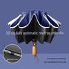 Automatic Windproof Umbrella: UV Protection, Large Folding Design, Wooden Handle for Sun and Rain