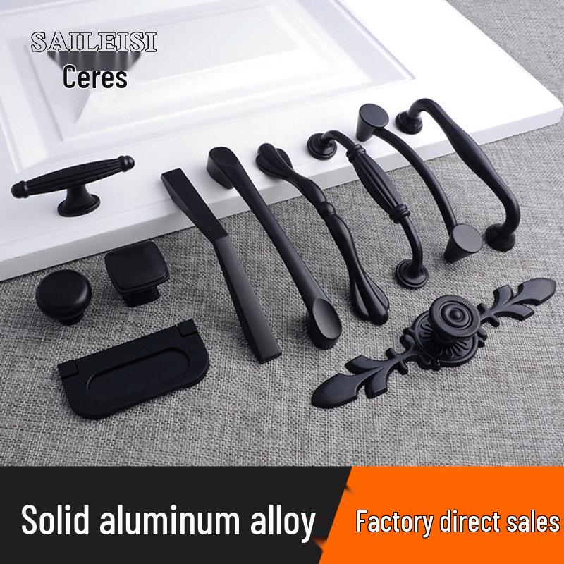 Moderner schwarzer Aluminiumlegierungsgriff für Schrank, Schublade und Kleiderschrank
