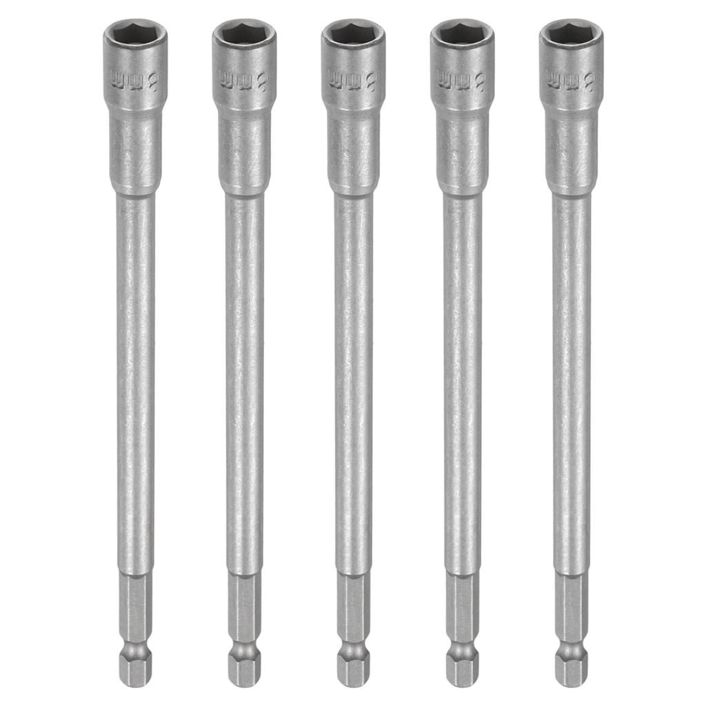 3/5pcs Nut Driver Drill Bit 5.5mm-18mm Metric Impact Socket 1/4" Hex Shank 6" Extra Long Magnetic 6-Point Sockets Bolt Setter
