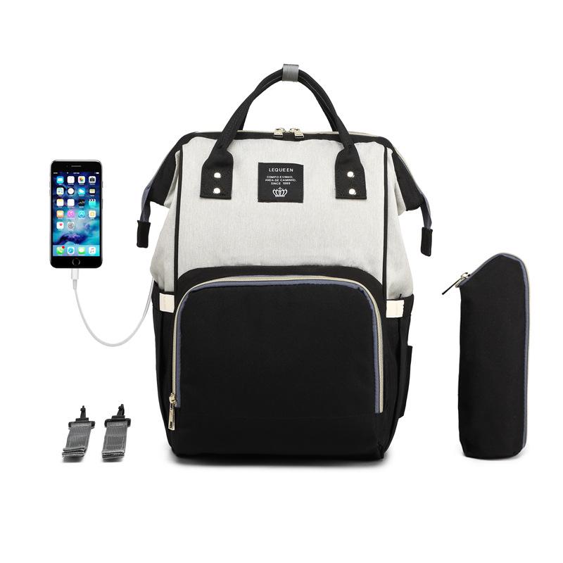 LEQUEEN Lightweight Multifunctional USB Charging Diaper Backpack for Moms