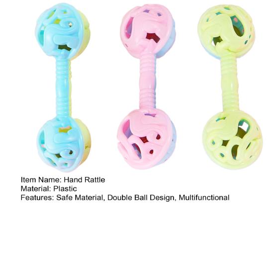 Dual Bell Baby Rattle Toy Soft Grip Shaker with Bell Sound
