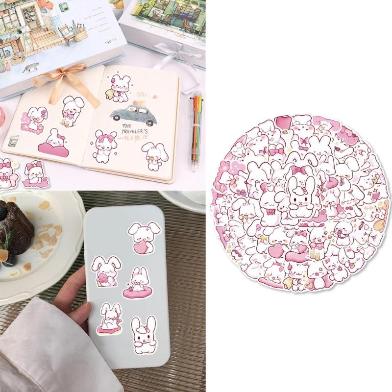 50Pcs Bunnies Sticker Aesthetic Sticker for Scrapbooking Notebook Journal Water Bottle Laptop Kid Motivational Sticker