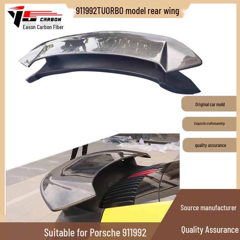 Compatible with 2019-2023 Porsche 911 (992) Turbo: Semi-Carbon Fiber Rear Wing Spoiler.