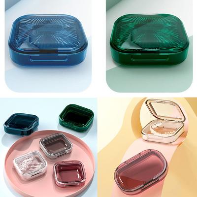 Caixa de aparelho portátil para armazenamento de dentaduras, recipiente para proteção bucal, caixa de plástico transparente selada para dentaduras