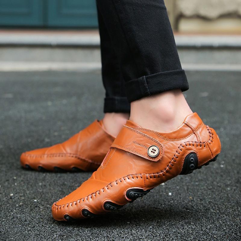 Men's Plus Size Breathable Leather Casual Driving Shoes - Spring Collection