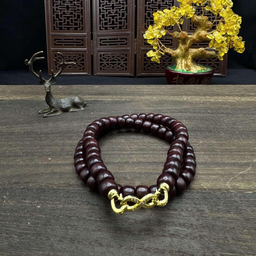 Tibetan Yak Bone Bracelet Necklace with Barrel Beads, Unisex Buddhist Prayer Accessory, DIY Literary Play