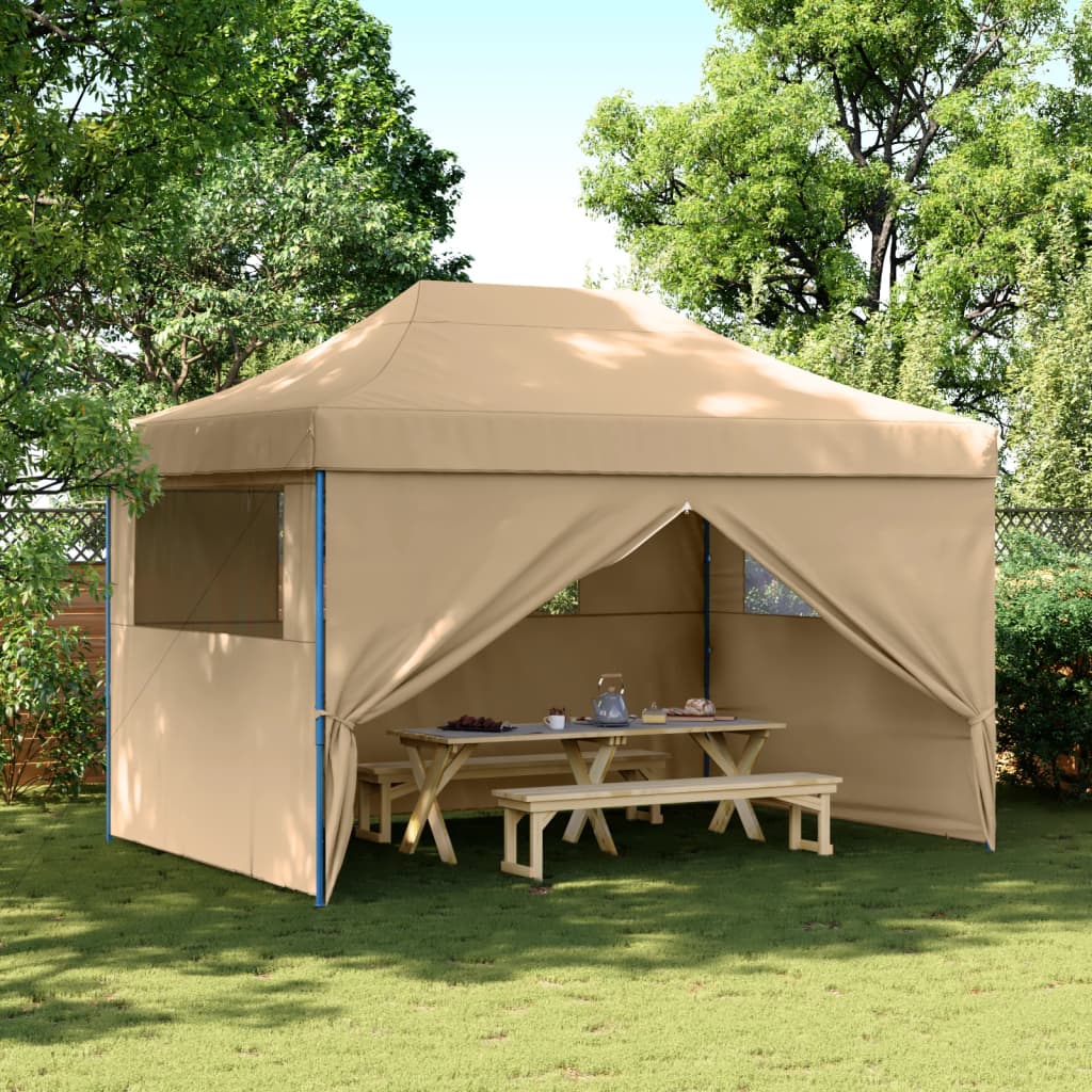 Vidaxl Pop-Up Party Tent with 4 Walls, Beige