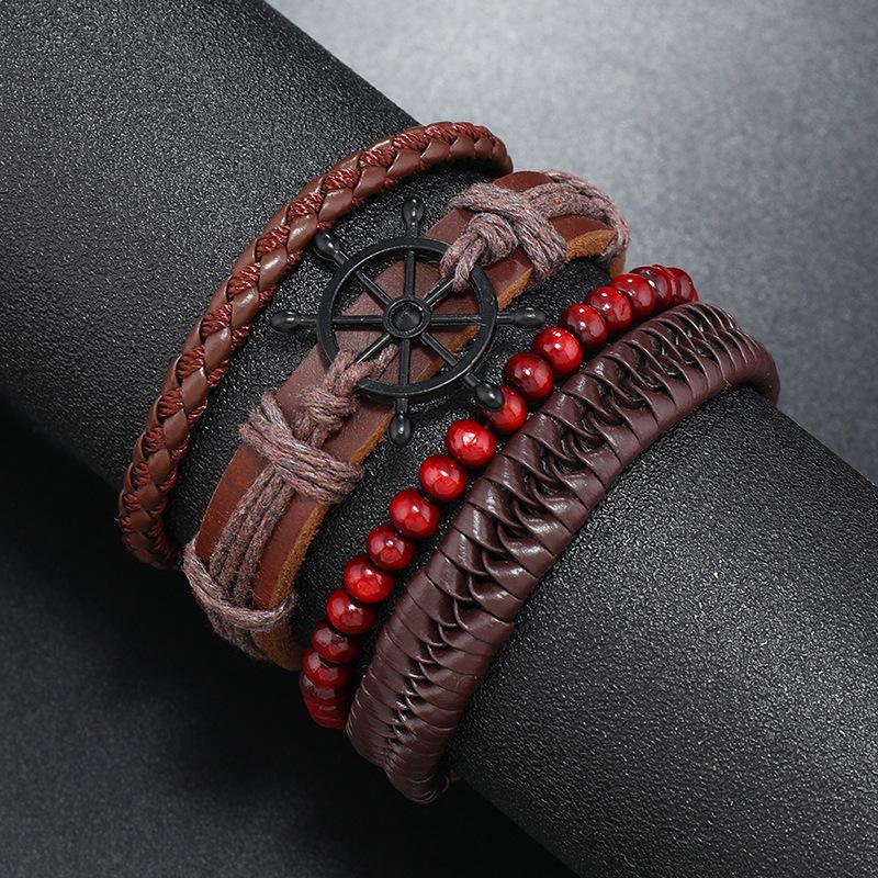 Handmade Leather Bracelet 4-piece Set Combination Bracelet Hand Rope
