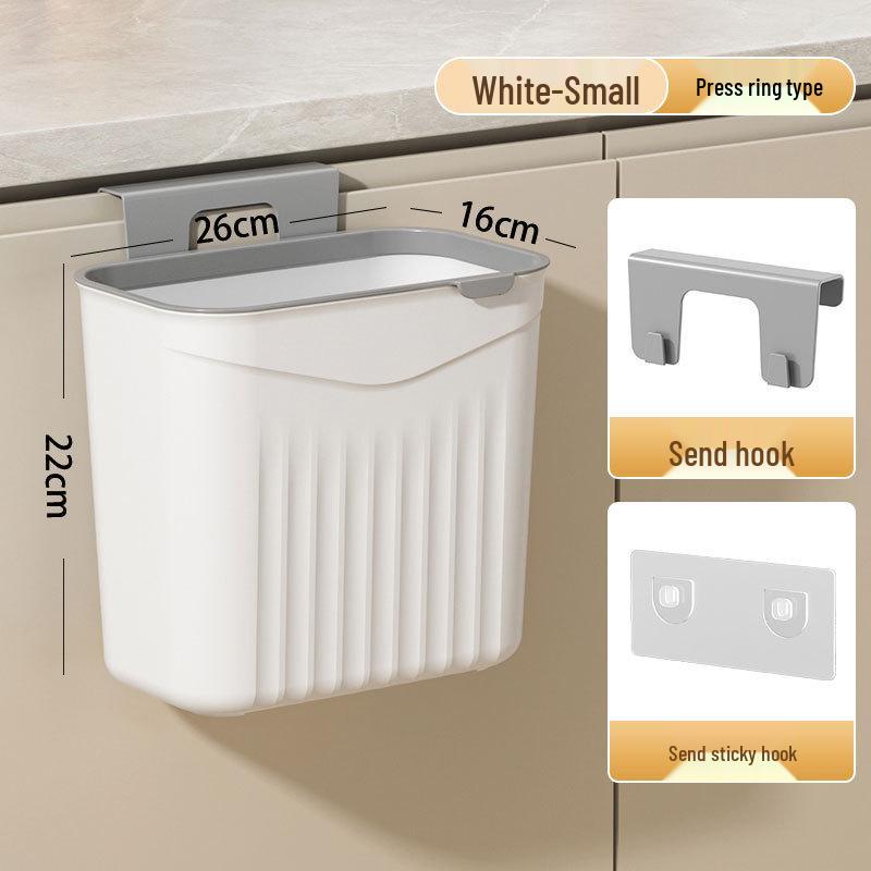 Wall-Mounted Flip-Top Kitchen & Bathroom Trash Can - Punch-Free Hanging Waste Basket