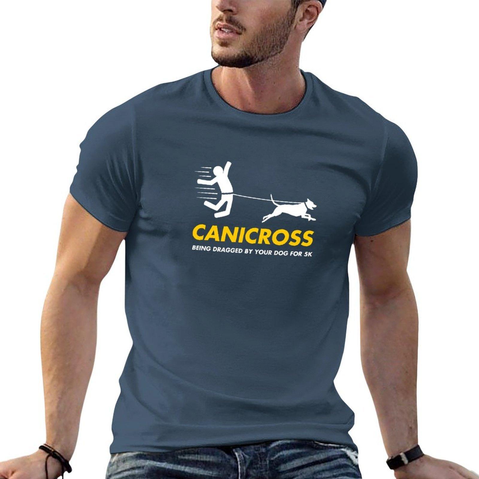 Funny Canicross Dragged By Your Dog Running Joke Tshirt Holiday All Match Tshirt S