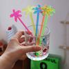 50pcs Tropical Coconut Tree Swizzle Sticks Plastic Festival Coffee Beverage Stirrer Colorful Summer Juice Drink Stirrers