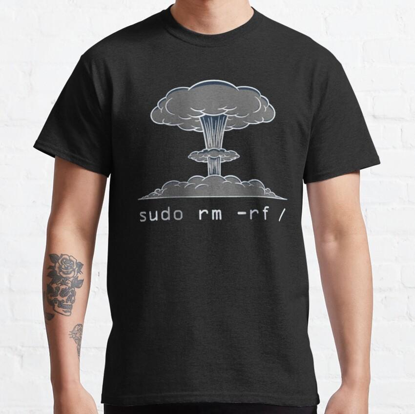 Sudo Rm -rf  GAME OVER Linux Command Geek Nerd Terminal Ubuntu Computer 100% Cotton Clothing Printed Plus Size T-Shirt for Man