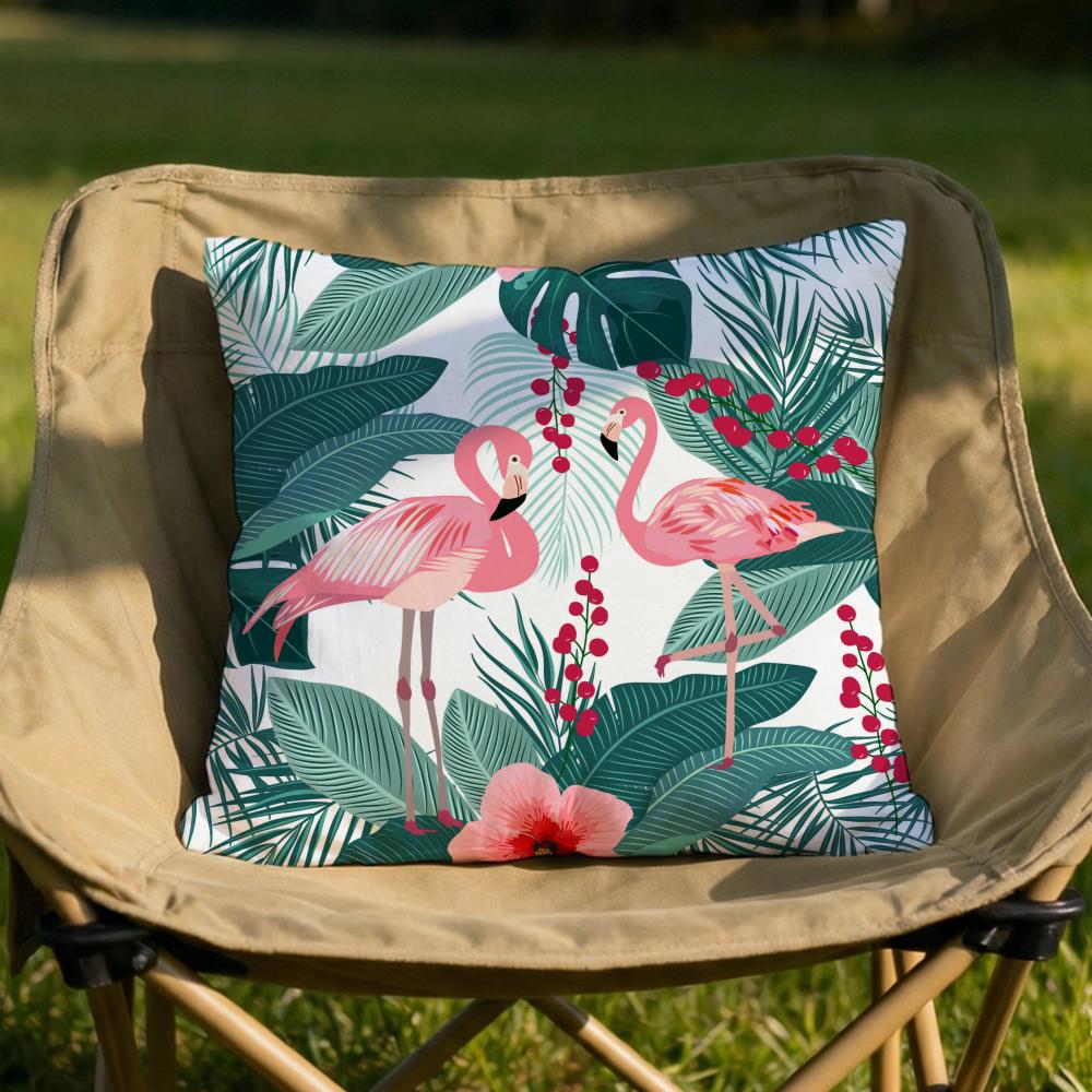 Tropical forest flamingos Cushion Cover Soft Reversible  Durable Pillow Cover  MultiScene Use for Home  Car Daily Comfort