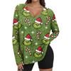 Women's Fashion Loose Raglan Sleeve T-Shirt With Christmas Print Casual Top