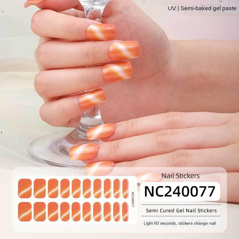 Semi-cured Gel Nail Stickers Gradient Rainbow French Gel Nail Stickers Flash Cat Eye Gel Nail Stickers
