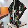 90cm Silk Scarf Women Plants Flowers Printed Square Scarves Head Echarpes Foulards Femme Wraps Shawls Bandana Lady Hijabs