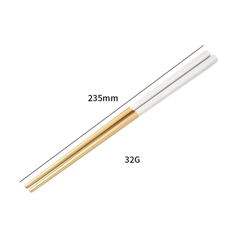 23,5 cm Korejské čtvercové protiskluzové hůlky z nerezové oceli 304 - Zlaté, Jeden pár, Přizpůsobitelné logo