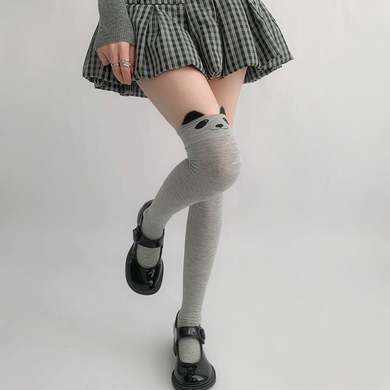 Autumn Winter New Cat Panda Stockings Cute Cartoon Cotton Over Knee Socks Soft Warm Stocking For Kawaii Girls Daily Wear Cosplay