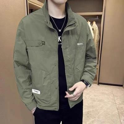 Mantel Herren Frühling und Herbst Neu Stehkragen Freizeitjacke Herbst Oberteil