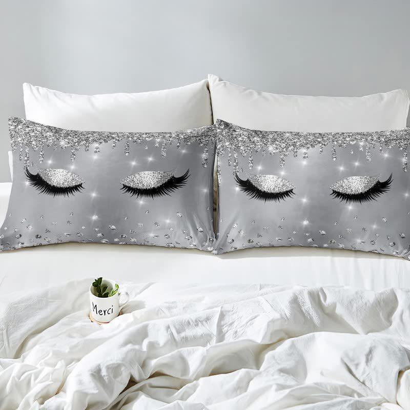 Rhinestone Eyelash Down Comforter Set Bedding Set 3-piece Duvet Cover Set