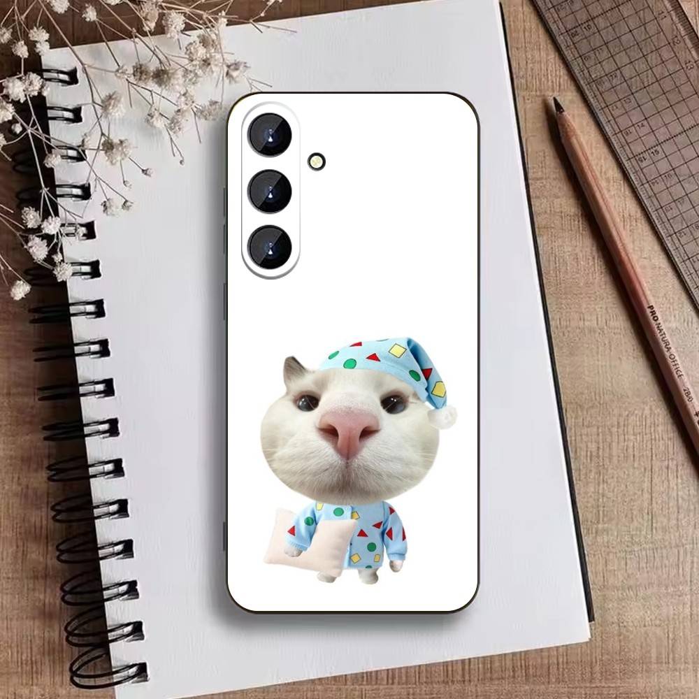 Big-eyed Goofy CAT Mouse Phone Case For Samsung Galaxy A73,21,22,32,71,53,52,51,80,5G Soft Black Cover