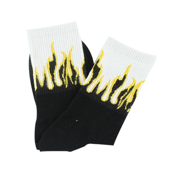 

Women Men Flame Print Soft Warm Cotton Elastic Breathable Middle Tube Socks чёрный