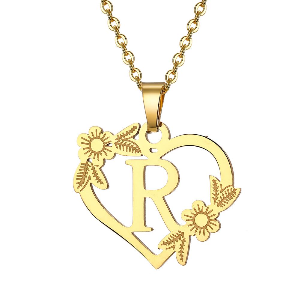 Fashion 26 Letter Stainless Steel Pendant Necklace Women Hollow Gold Color Chain A-Z Alphabet Clavicle Necklaces Jewelry Gift