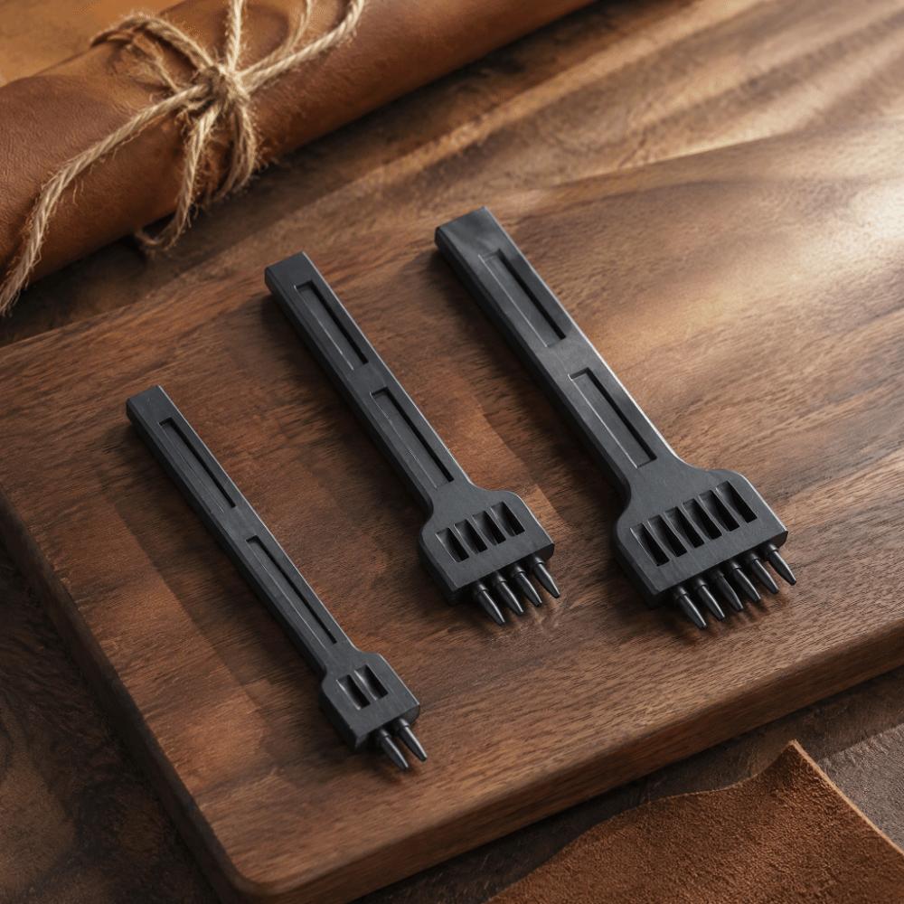 3pcs 2/4/6-prong Stitching Punch Tool Claw Tooth Design Leather Craft Chisel For DIY Leather Craft