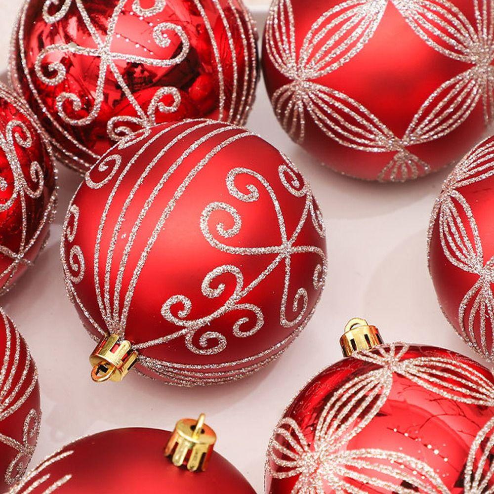 6pcs Plastic Electroplated Christmas Ball Gift Box 8cm Christmas Tree Pendant Hotel Office