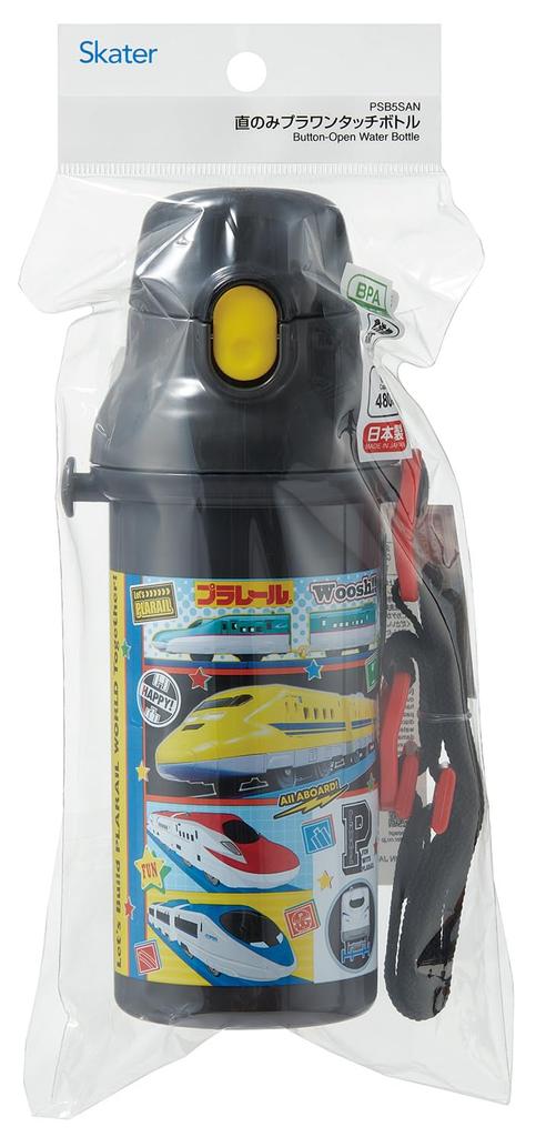 Skater Direktdrickning Vatten Diskmaskin Tillverkad i Plarail Barnflaska, Plast, 480ml, Öppnas/Stängs med Ett Tryck, Säker, Japan, 26, Pojkar', PSB5SAN-A