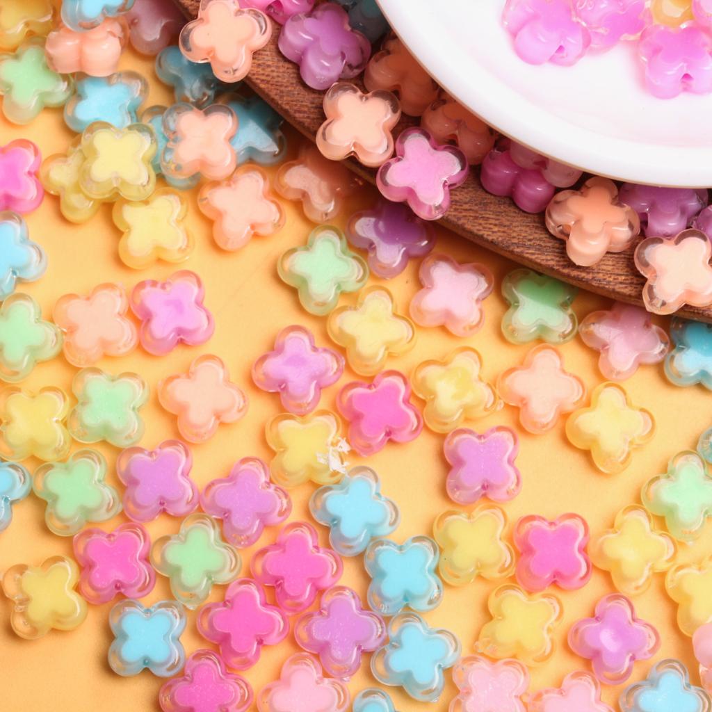 Fashion Loose Beads 500g DIY Jewelry Accessories Core-spun Four Petal Flower for Bracelet Earrings Making