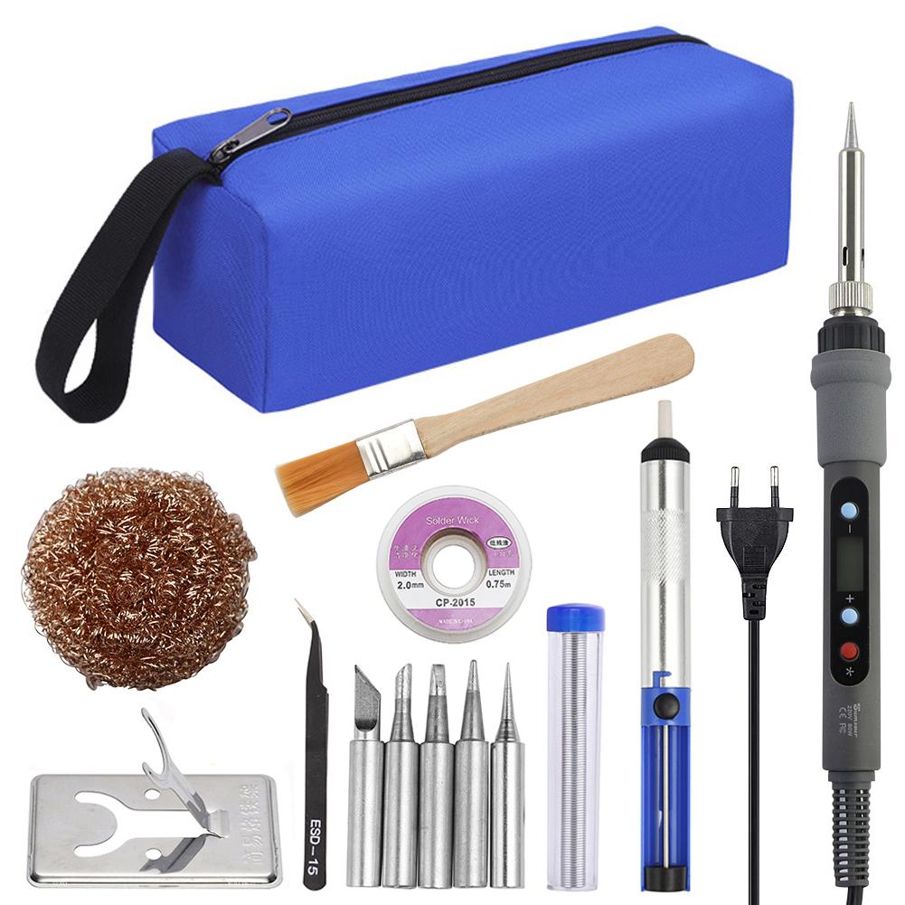 80W Soldering Iron LCD Digital Display Temperature Adjustable 220V EU Electric Solder Iron Set Welding Rework Station Repair Kit