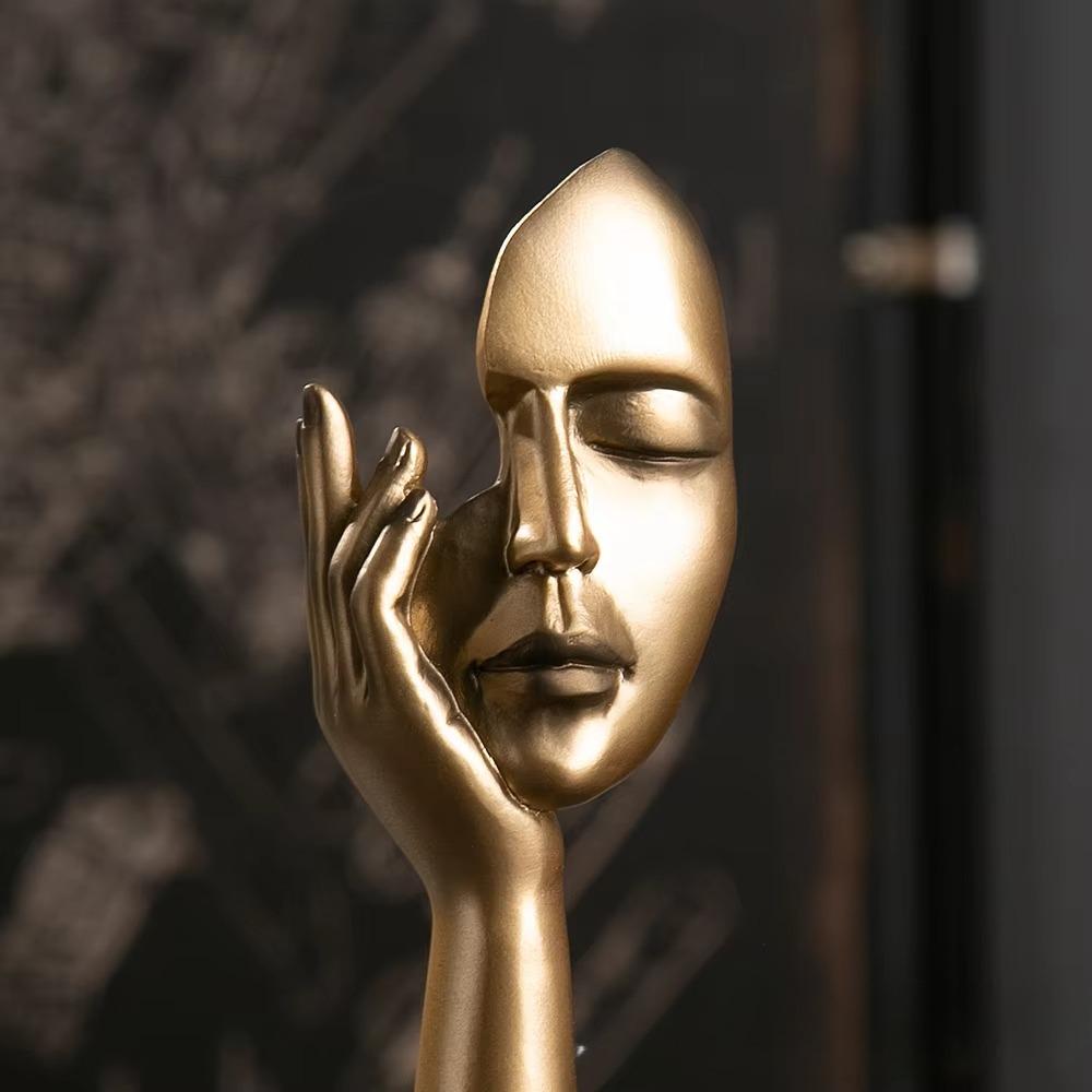 European Resin Abstract Mask Statues Miniature Collectible Figurines for Home Office Study Desktop Decoration Ornaments Gifts
