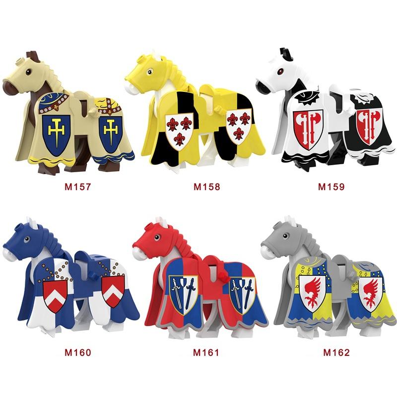 Military Building Blocks Medieval Solider Knights Accessories Shoulder Armor Model Vest Mount Flag Shield Horse Sword Bricks MOC