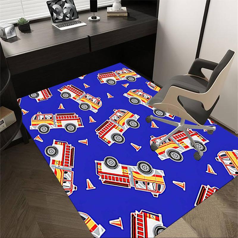 

1PC Firetruck Traffic_cones Non-Slip Floor Carpet Compatible for Office&Living Room&Bedroom&Dining room - Flat-Weave Machine-O398 60cm by 90cm