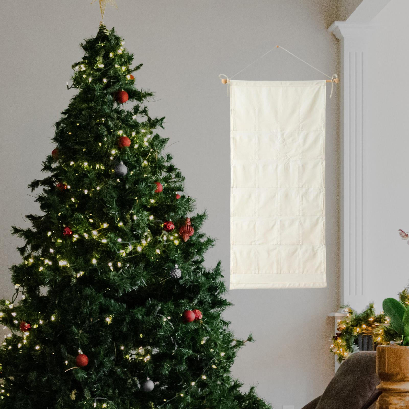 

Advent Calendar with Pockets Multi Functional DIY Ornament Picture Board Hanging Bag for Wall